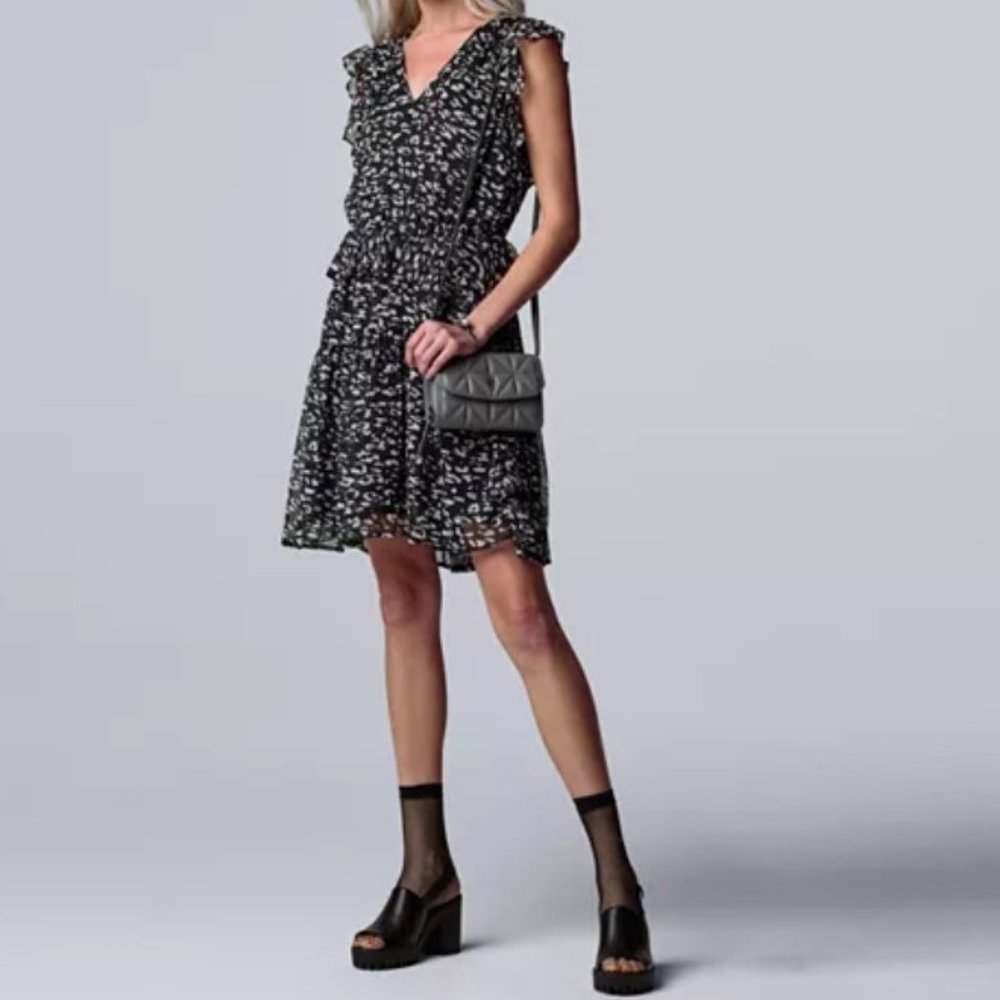 NWOT Simply Vera Vera Wang Ruffle Tiered Chiffon Dress